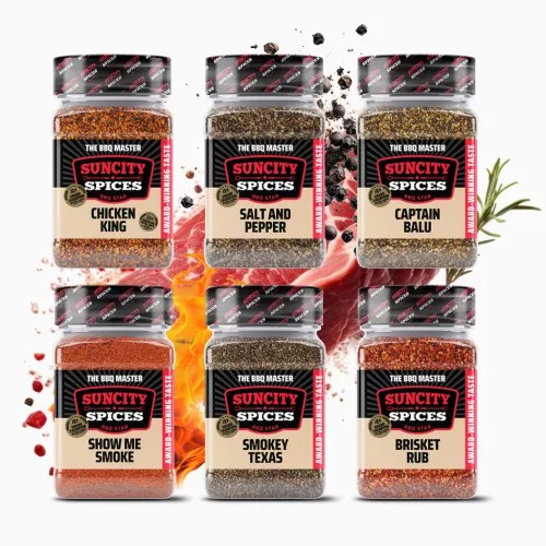 Suncity Spices Pitmaster's choice - Best barbeque rub set with 6 shakers - BBQ Master Collection