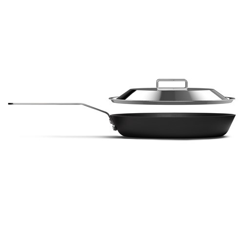 BARE Cookware tigaie din oțel carbon de 24 cm + capac din oțel inoxidabil