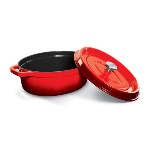Grand Feu 5.6L Oval Enamelled Cast Iron Casserole – Red