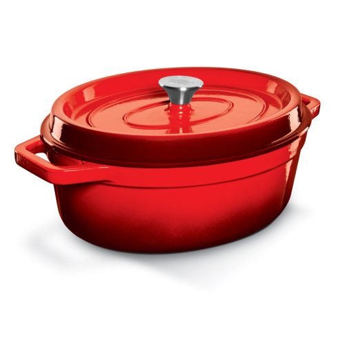Grand Feu 5.6L Oval Enamelled Cast Iron Casserole – Red