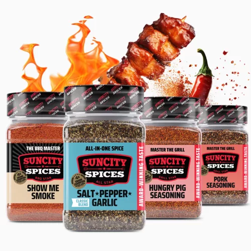 Suncity Spices Best of Pork, Set with 4 Shakers in a Box - The Perfect Set for grilling and bbq