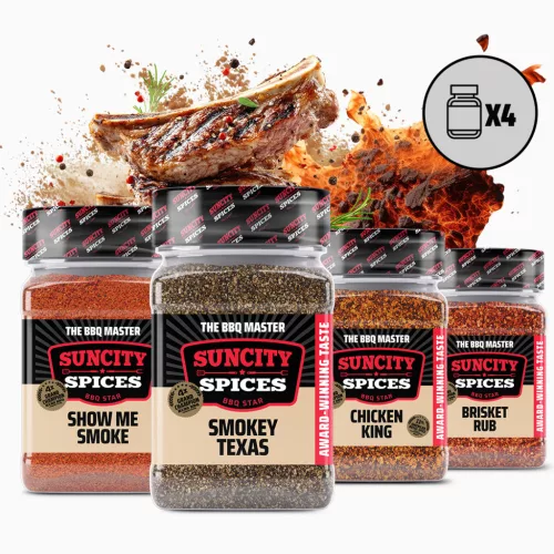 Suncity Spices Pitmaster's choice- - Best barbeque rub set with 4 shakers - BBQ Master Collection