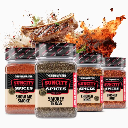 Suncity Spices Pitmaster's choice- - Best barbeque rub set with 4 shakers - BBQ Master Collection